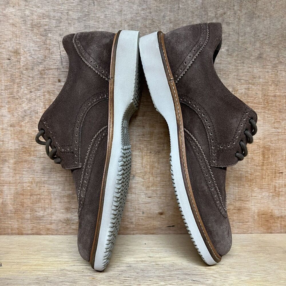 Hogan Men Size 10 US, 9 UK Shoes Brown Suede‎ Brogue Wingtip Oxford Derby Dress - Picture 6 of 10